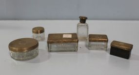 Glass and Silverplate Lidded Toiled Set Pieces