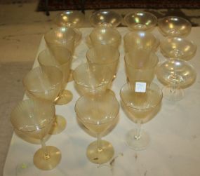 Nine Champaigne Glasses, Six Wine Glasses, and Five Wine Glasses