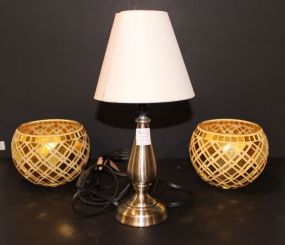 Two Candle Holders, Small Lamp