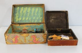 Decorative Box with Key Chains, Carved Wood Box with Bottles