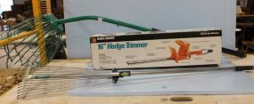 Hedge Trimmer, Rake, Garden Grabber