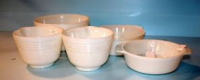 Three Pyrex Mixing Bowls, Two Casserole Bowls