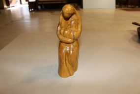 Carved Wood Sculpture of Mother and Child
