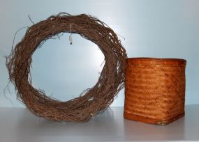 Basket, Two Twig Wreaths