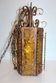 Amber Glass Six Sided Hanging Fixture