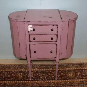 Hand Brushed Distressed Painted Lavender Martha Washington Sewing Cabinet