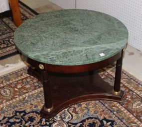 Round Mahogany Marble Top Coffee Table