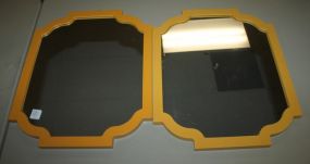 Two Painted Mustard Colored Mirrors