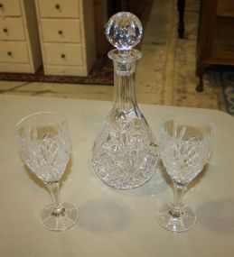 Crystal Decanter and Two Glasses