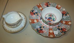 Large Oriental Style Charger with Bowl and Limoge Gravy Boat