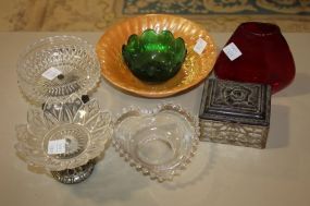 Glass Compotes, Covered Box, Carnival Bowl