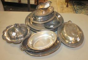 Group of Silverplate Trays, Trays, and Covered Tureens