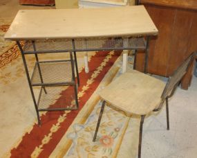 Iron and Formica Desk with Chair