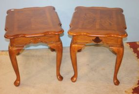 Pair of Oak Queen Ann Style Side Tables