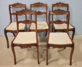 Set of Five Rose Carved Side Chairs
