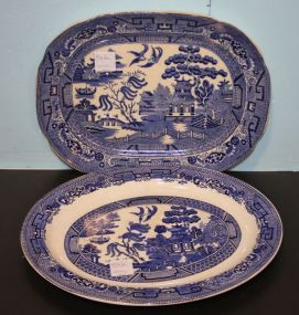 Two Blue Willow Platters