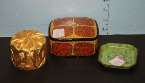 Round Candle Holder, Decorative Box, and Enamel Tray
