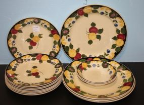 Hand Painted Titian Ware, Eight Salad Plates, Four Dinner Plates, Two Berry Bowls