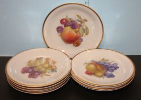 Eight German Transfer Painted Plates