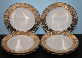 Set of Six Handpainted French Salad Plates
