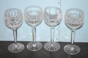 Set of Four Signed Waterford Wine Glasses