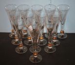 Set of Thirteen Fluted Glasses