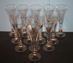 Set of Thirteen Fluted Glasses