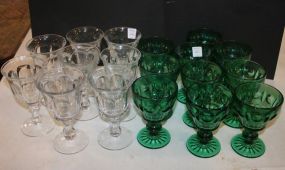 Eight Clear Vases, Six Green Glasses