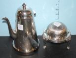 Silverplate, Wood Handle Teapot and Small Warmer