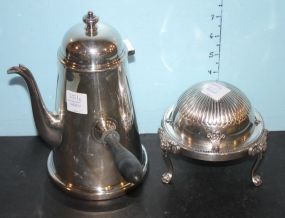 Silverplate, Wood Handle Teapot and Small Warmer