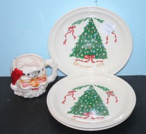 Three Christmas Plates and Small Mug