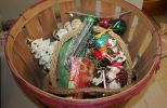 Santa Ornaments, Christmas Dcor, Large Harvest Basket