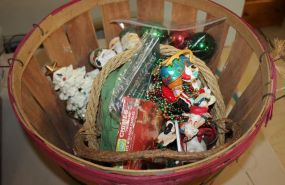 Santa Ornaments, Christmas Dcor, Large Harvest Basket