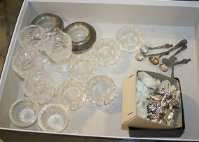 Individual Sellers with Six Sterling Salt Spoons and Name Holders