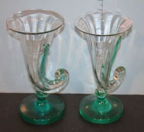 Pair of Glass Cornucopia Vases