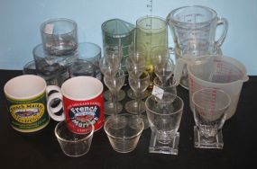 Miscellaneous Lot of Glasses, Mugs, and Measuring Cups