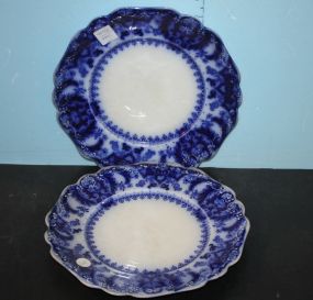 Two English Semi- Porcelain Flo Blue Plates