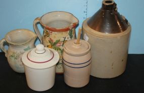 Crock, Pottery Pitcher, Canister