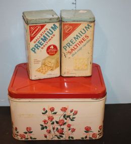 Tin Bread Box and Two Saltine Boxes