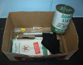 Can of Quaker State Motor Oil, Old maps, Plastic Shell Tanks, and Small Shell Metal Truck