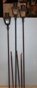 Set of Three Metal Yard Stakes with Lanterns for Candles