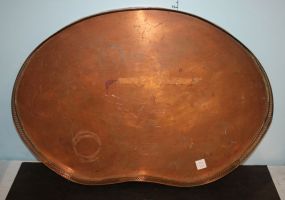 Large Copper Tray with a Reticulated Brass Gallery