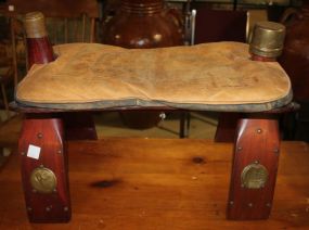 Early Nineteenth Century Camel Saddle with Brass Medallion Details