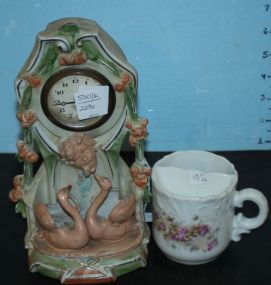 Porcelain Swan Clock and Mustache Cup