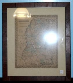JH Colton and Company Framed Map of Mississippi 20