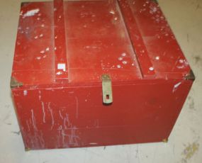 Painted red Firewood Box with Brass Corners 26