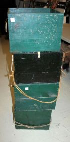 Four Painted Green Crates Crates 14 1/2