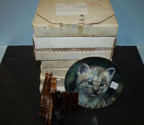 Collection of Eight Porcelain Cat Plates with Stands Plates 8