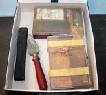 Box Lot Two honing kits and straight razor