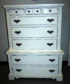Hand Brushed and Distressed White Painted Chest on Chest Matches lot #743 and #744 ; 44
